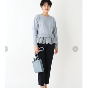 Index Peplum Lace Ruffle Layered Sweater Sweatshirt Pullover Top M Medium